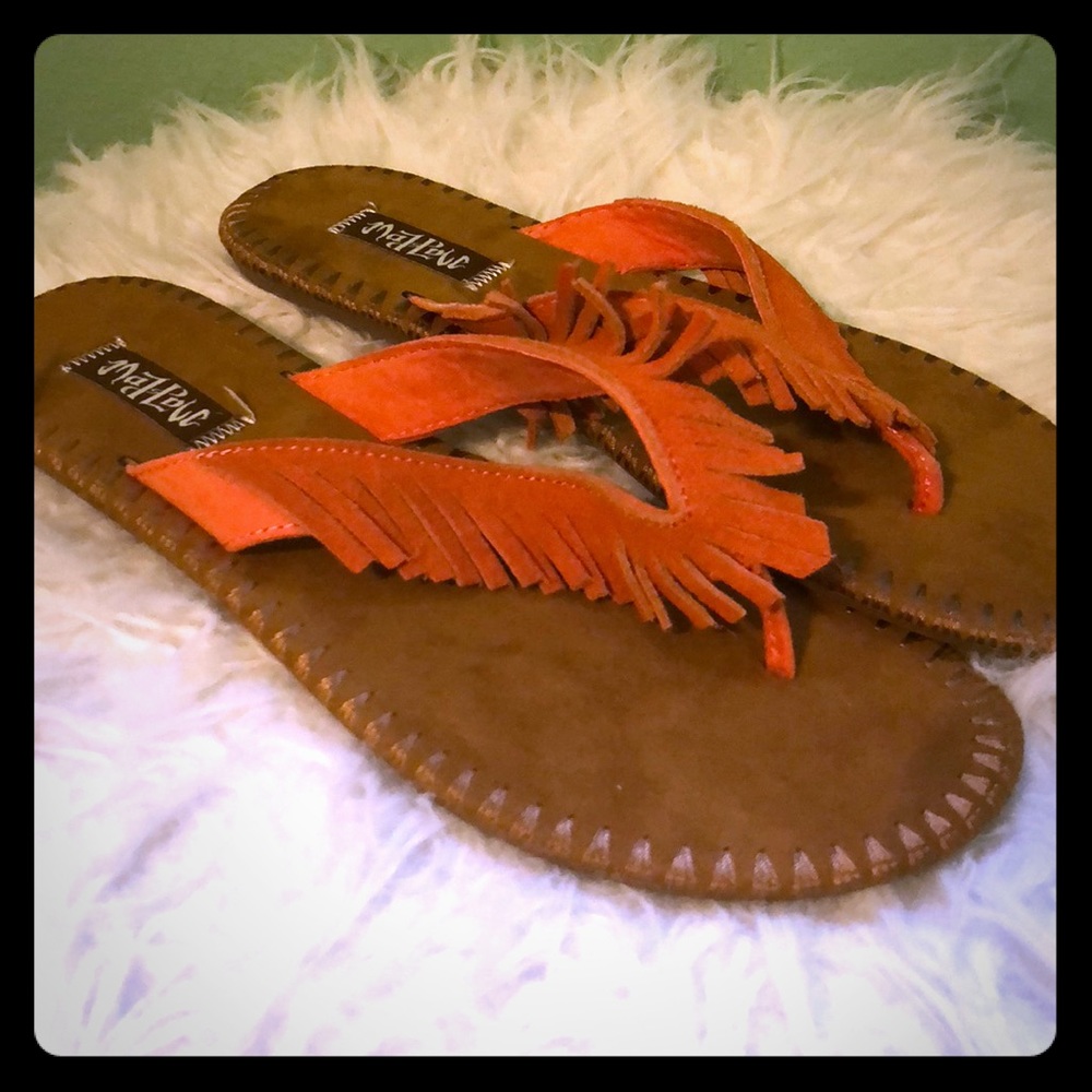 Leather Fringe Sandals. BRAND NEW NEVER WORN